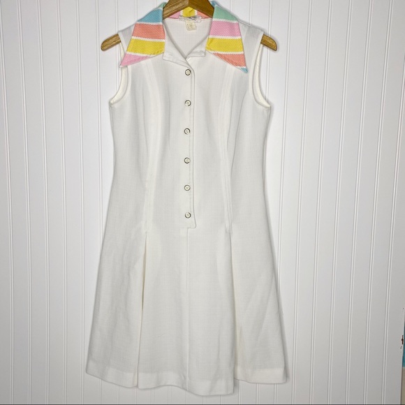 1960’s Country Fair Rainbow Point Collar Dress 16 - Picture 2 of 9
